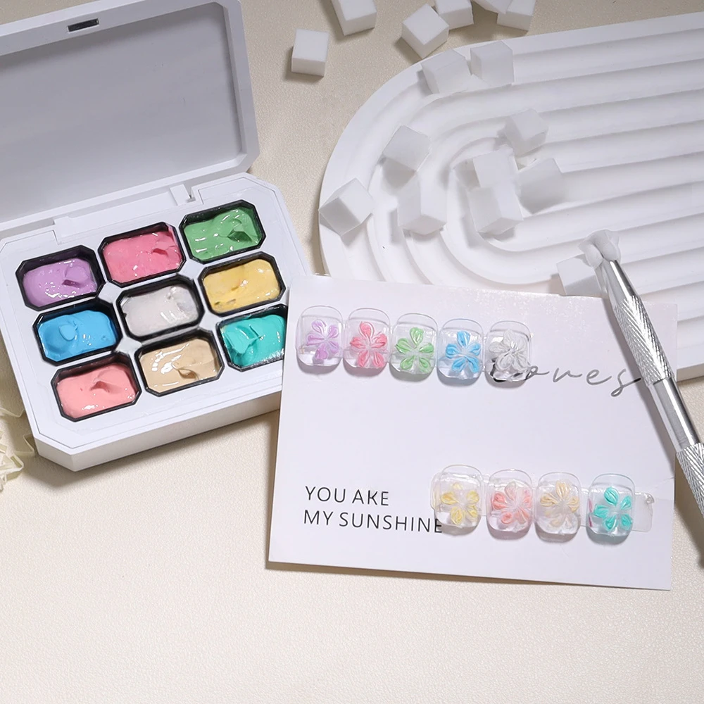 

4/9Colors Patting Gel Gradient Color 4 In 1 High Saturation Semi Permanent Soak Off UV Gel Nail Art Salon DIY Nail Supplie ﻿﻿﻿﻿