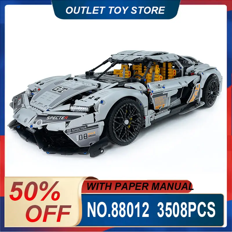 

MOYU 88012 Technical Grey MOC Super Sprots Car GT Model Building Blocks Bricks DIY Puzzle Toys Kids Birthday Christmas Gifts