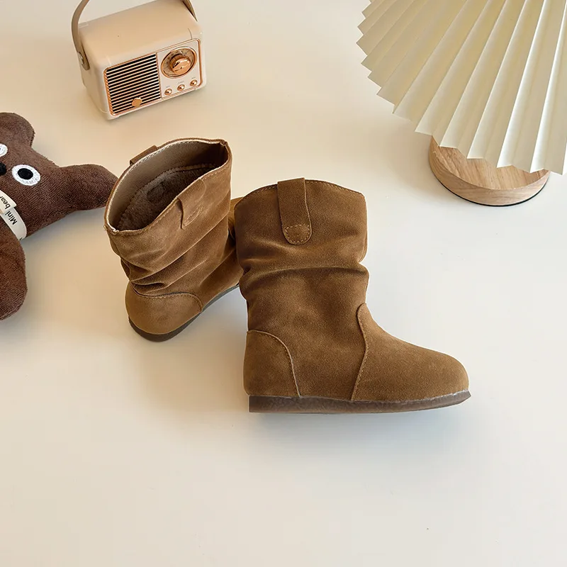Heißer Kawaii Casual Schuh Mode Kinder Schuhe Mädchen Stiefel 2025, Winter Neue Kinder Schuhe Mädchen Mittlere Waden Stiefel Leder Stiefel Stilvolle