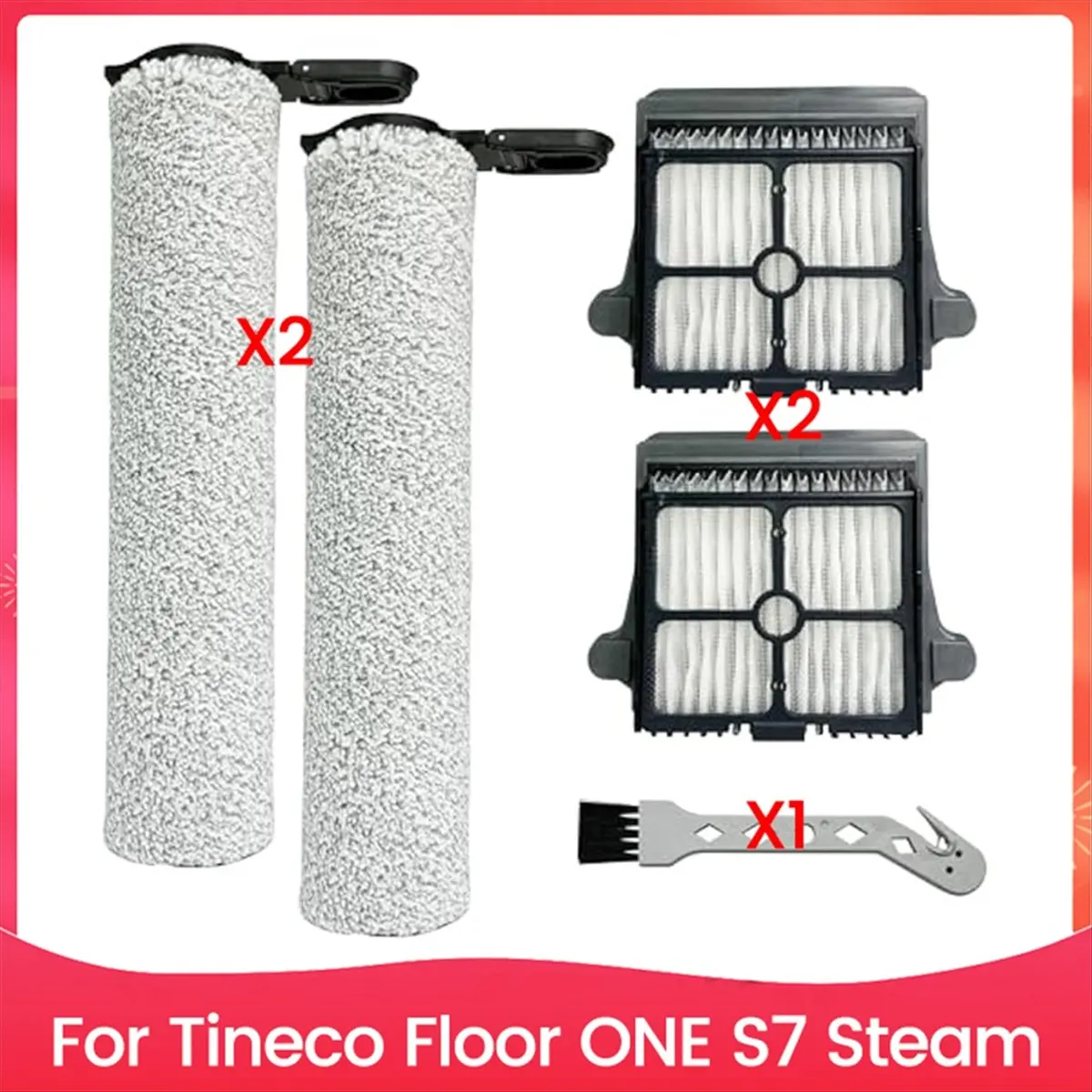 A58Z S7 Steam Brush Rollers and Filters,Parts for Floor ONE S7 Steam Cordless Wet Dry Vacuum Steam Mop