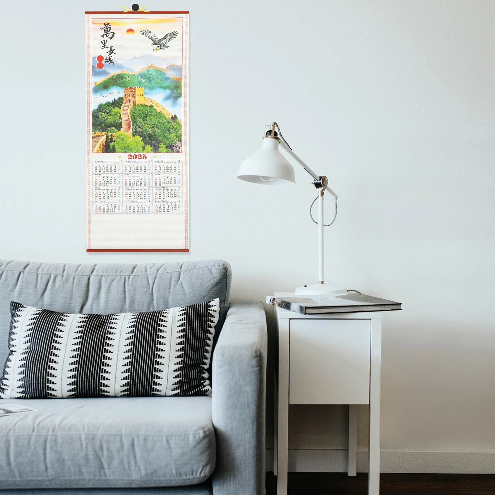 

1pc 2025 Snake Year Chinese Wall Scroll Hanging Wall Calendar For Home Office Space-Saving Lightweight Clear Printed Monthly