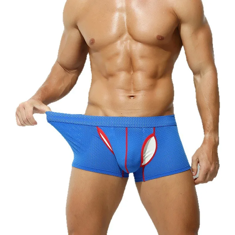 

Мужские боксеры с низкой талией и открытой промежностью, сексуальное комфортное дышащее нижнее белье в стиле космического корабля