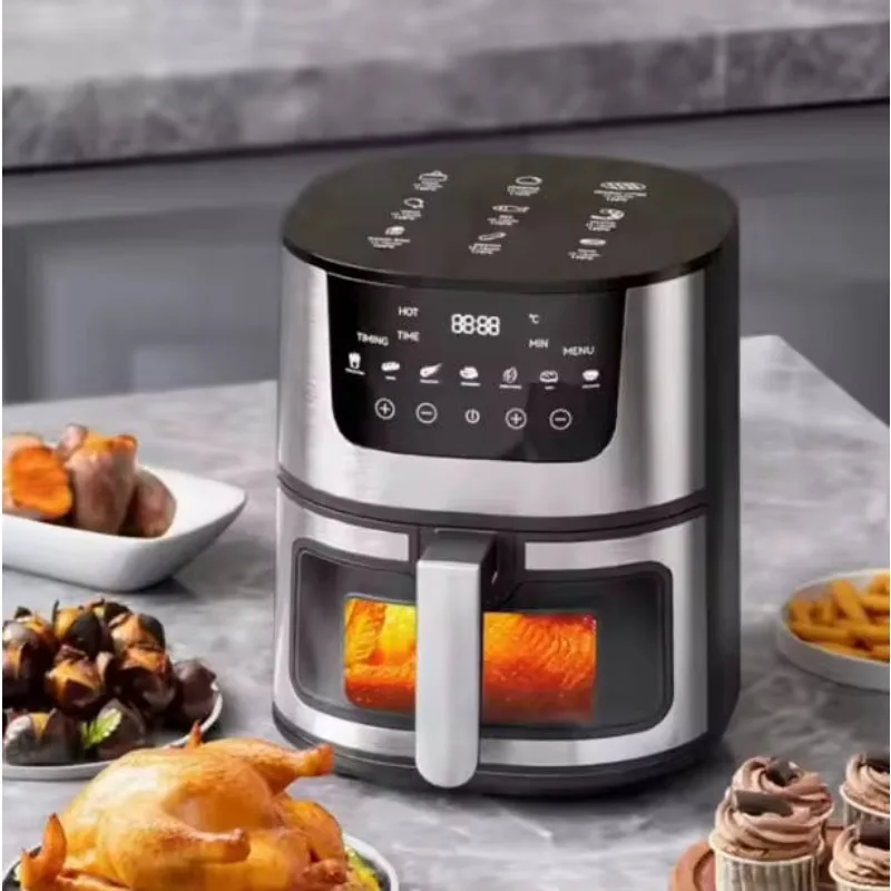Smart Square Modern Household Stainless Steel Air Fryer 7L Multi-Functional Adjustable Electric Healthy Oil-Free PTFE Non-Stick
