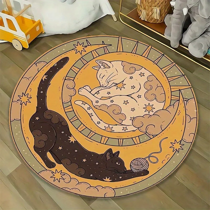 VIKAMA Yin Yang Cat Carpet Round Soft Floor Mat Study Carpet Rug For Bedroom Carpet For Live Room Large Area Rugs Home Decor - view 4