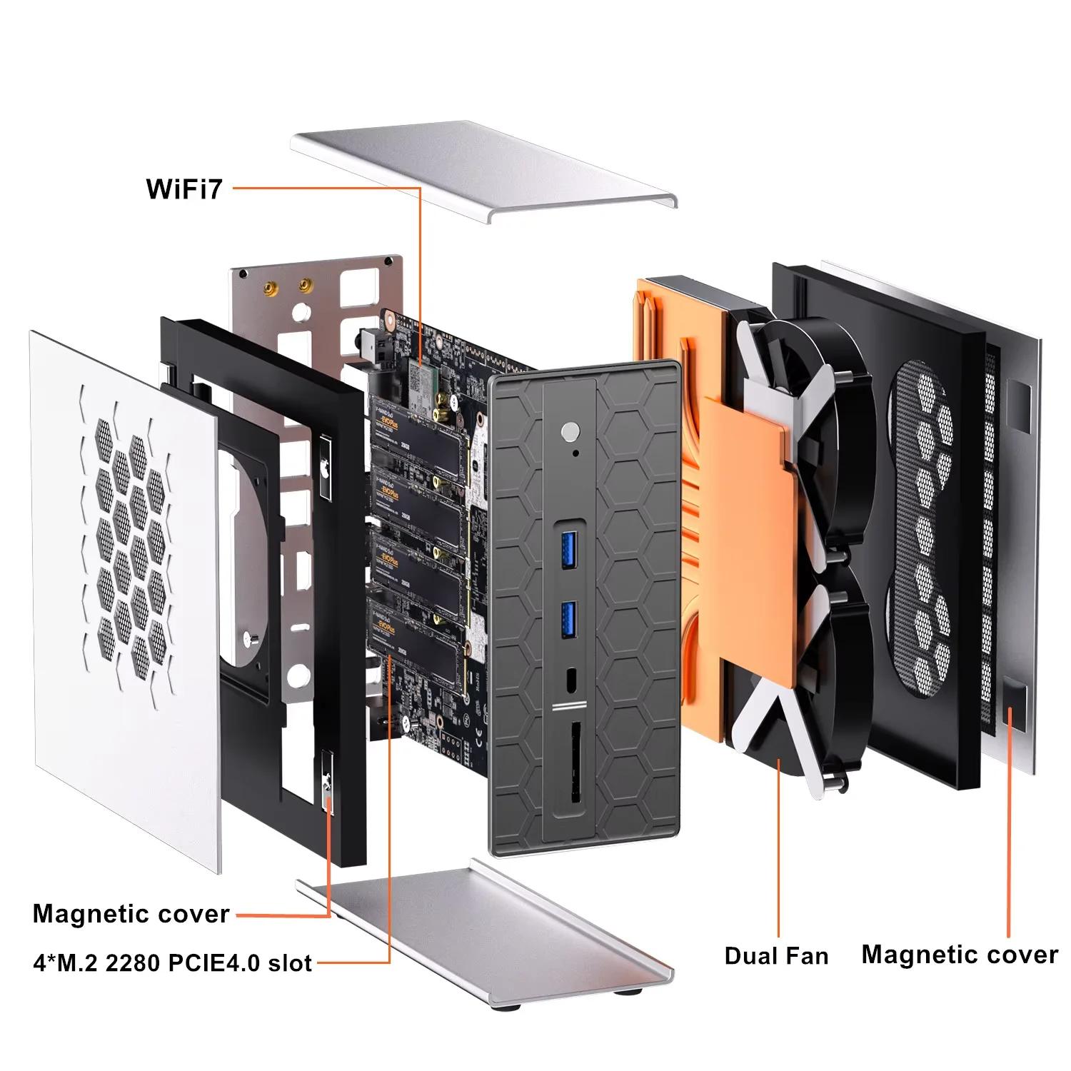 Topton Gaming AI Mini PC AMD Ryzen AI Max+395 Radeon 8060S 128GB LPDDR5 4*M.2 NVMe NAS Firewall Computer Dual NIC 10G 2.5G WIFI7 view 6