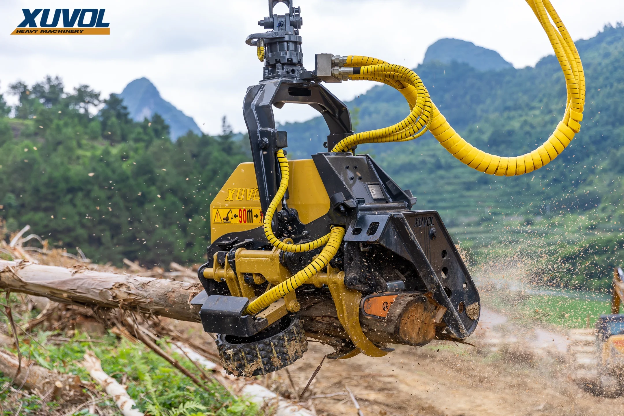 XUVOL Chain Saw for Felling Trees Firewood Processor for Tractor Can Set the Felling Length Tree Harvester Log Cutter