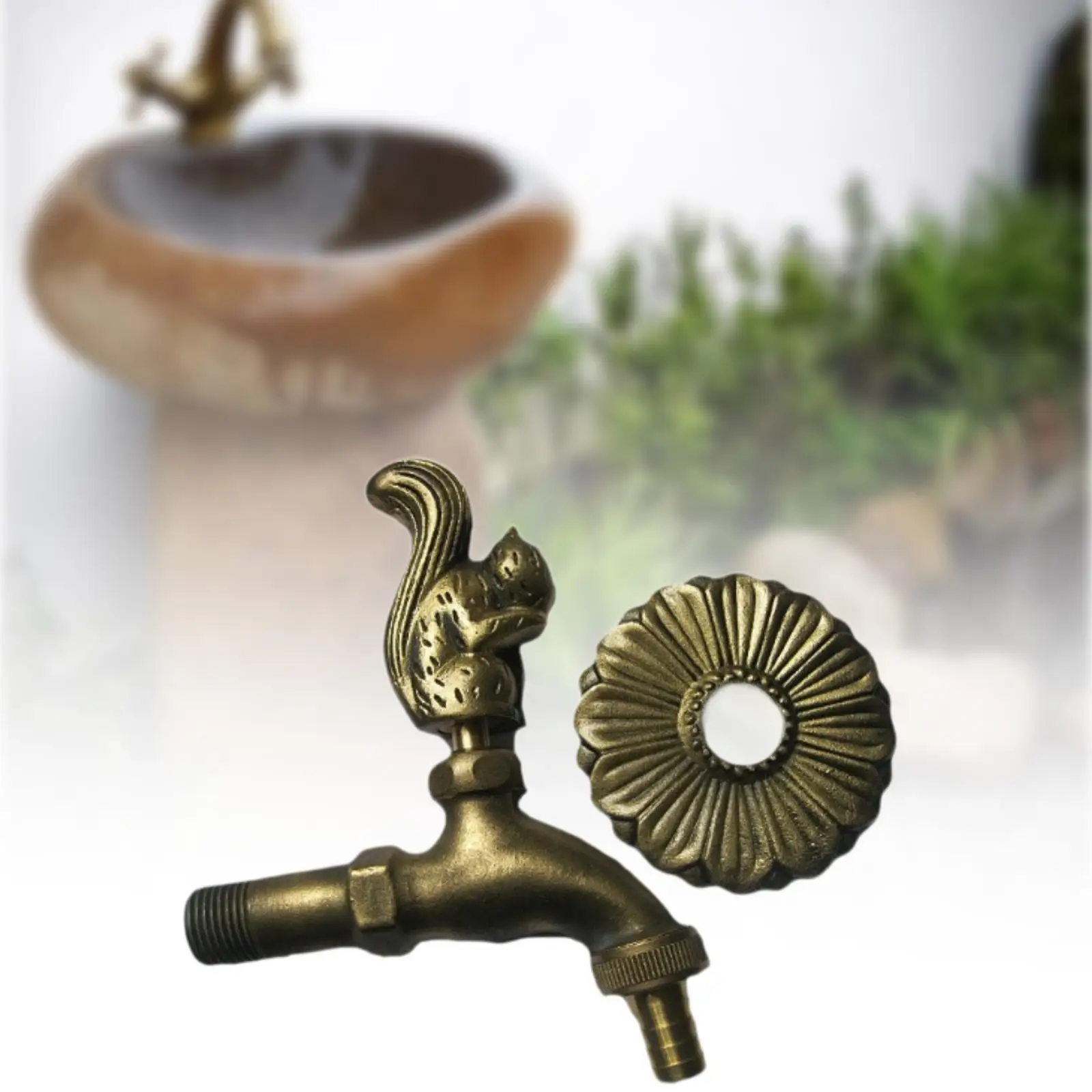 Decorative Outdoor Garden Faucet Basin Outside Hotel Shower Squirrel Statue