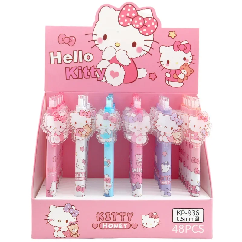 Imagem -05 - Sanrio Olá Kitty Gel Canetas Canetas Bonito Assinatura Escritório Caneta Neutra Crianças Estudante Escrita Material Escolar Papelaria Atacado 48 Pcs