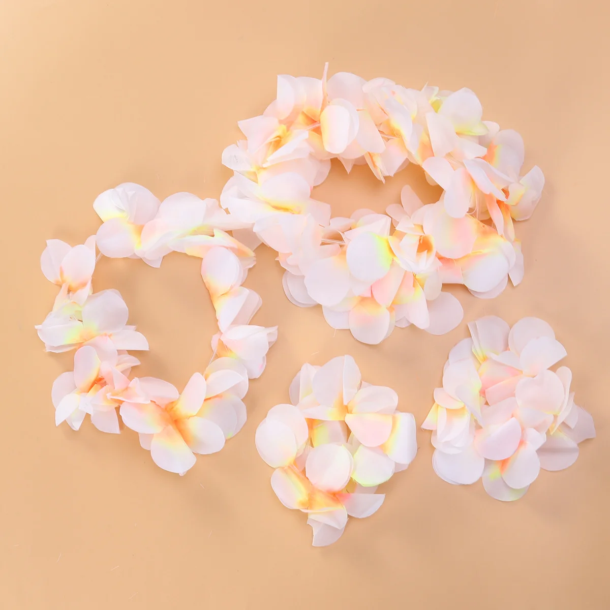 

4pcs Flower Garland Set Simulated Silk Floral Wreath For Women Party Travel Photography Props Hawaiian Lei Necklace