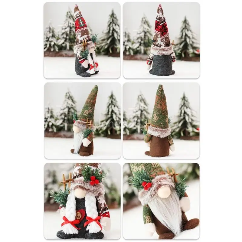 Q6PE Gnome noël, Village américain, ornement tricoté, cadeau nouvel an pour femmes hommes