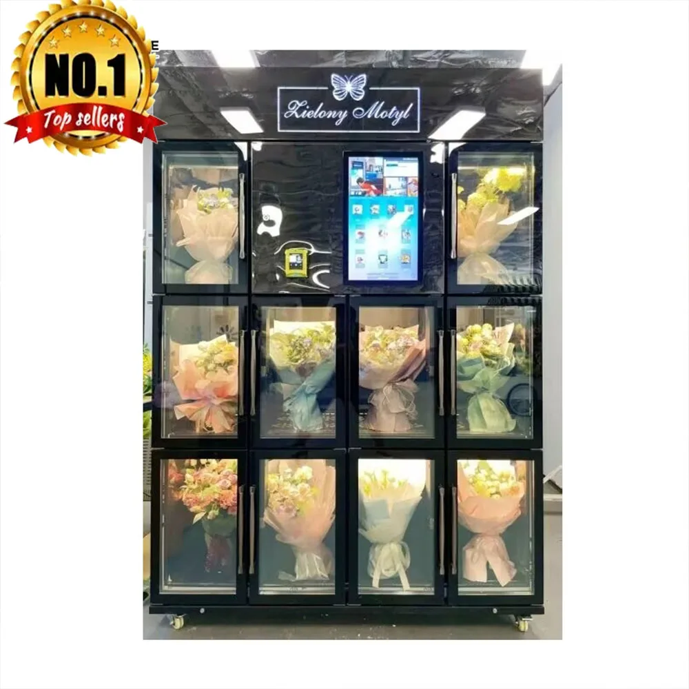 Compressor Cooling 10.1 Touchscreen Flower Vending Machine with Fresh Flower Dispenser Self service Flower Shop WiFi 4G