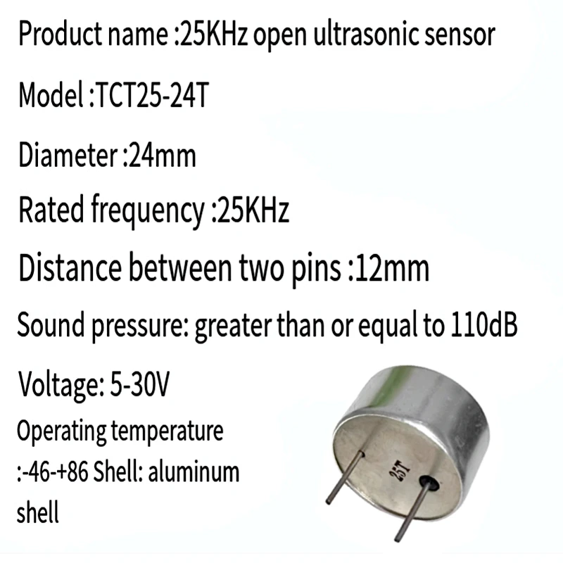 TCT25-24 24mm Ultrasonic probe TCT25-24T Rat and Dog repellent sensor transmitting head 25Khz ultrasonic transmitter