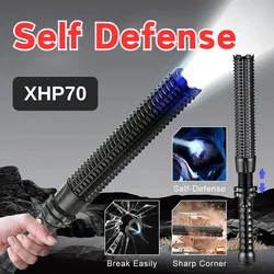 Baseball Bat LED Flashlight High Power Zoomable Super Bright Self Defense Mace Light Rechargeable Tactical Baton Emergency Torch