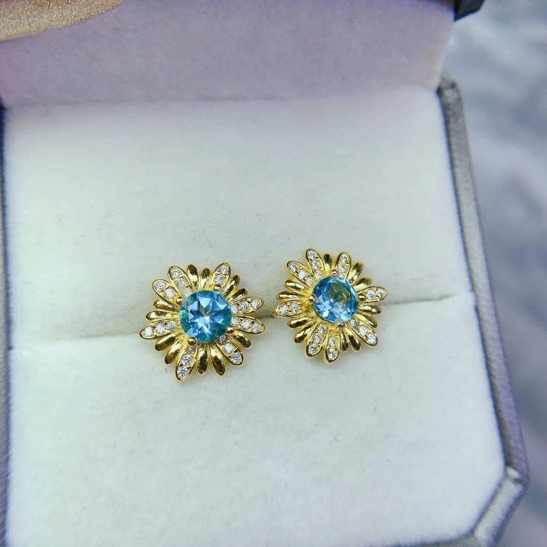 

Captivating Natural Topaz S925 Silver Ear Studs for Women Stylish Gemstone Jewelry From A Creative Designer Design