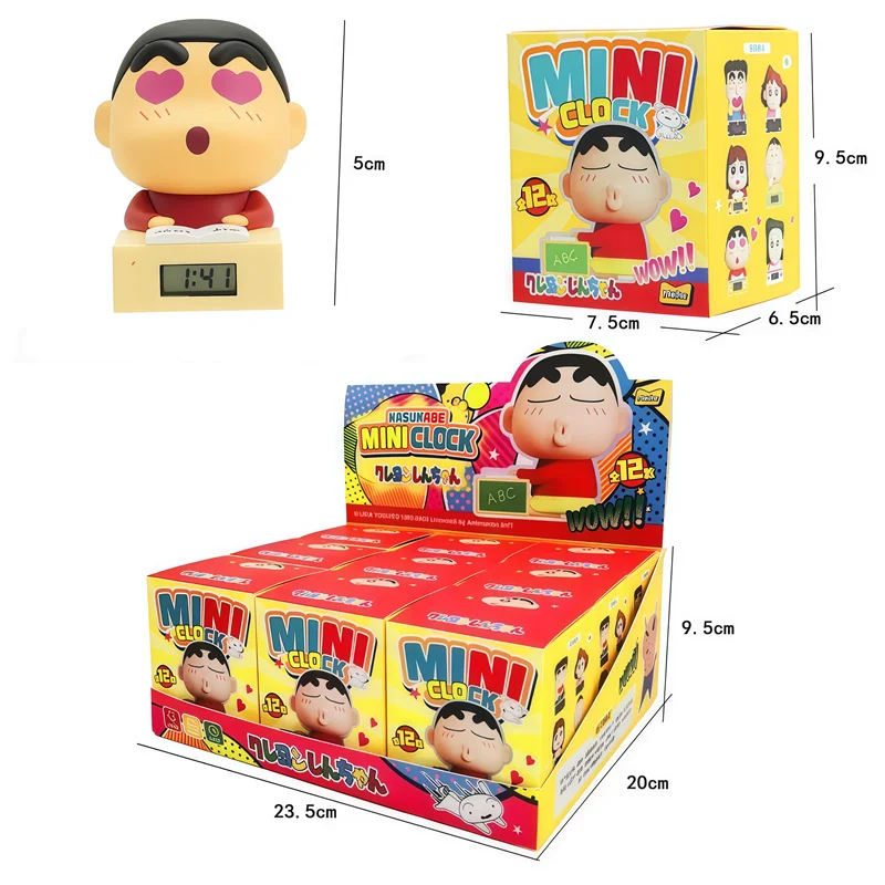 9pcs Crayon Shin-chan Nohara Hiroshi Nohara Misae Anime Figure Himawari Alarm Clock Series Rice Grain Doll Blind Box Toys Gifts