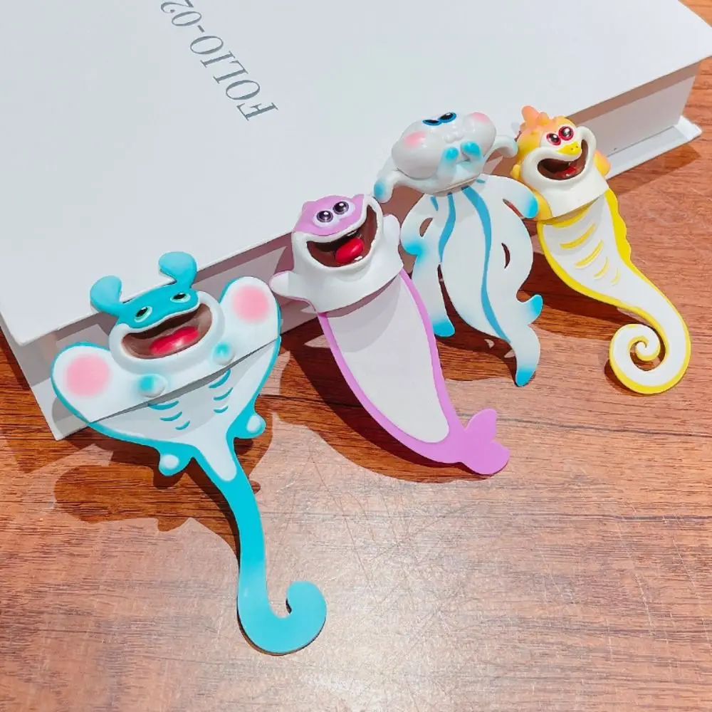 Manta Ray Marine Organism Bookmark Dolphin PVC 3D Cartoon Book Marker Convenient Multifunctional Squashed Jellyfish Bookmark