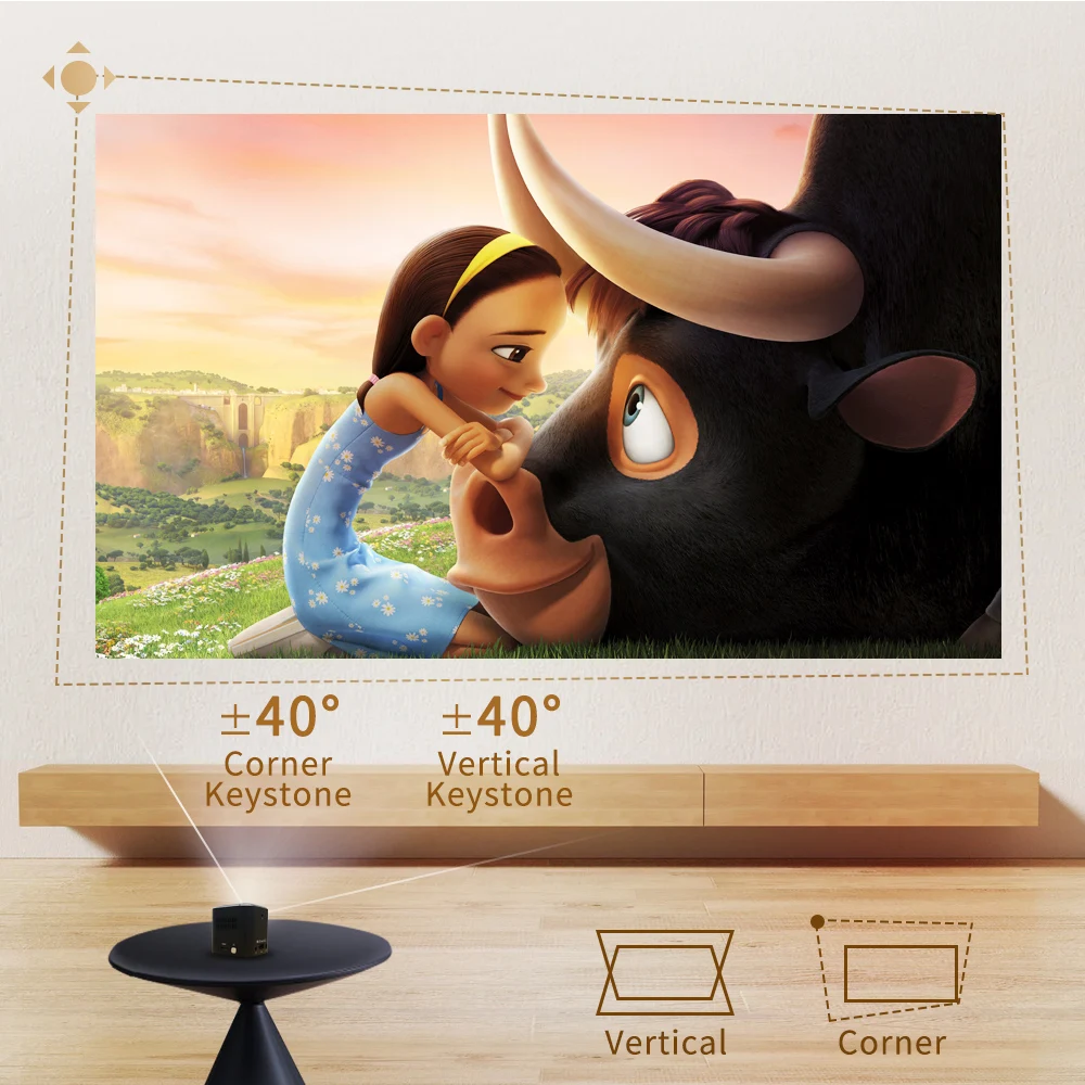 4K Projector Smart Handheld & Portable Proyector D048A Touch Pad 100 Inch Max Outdoor Cinema Office Theater Game Projection