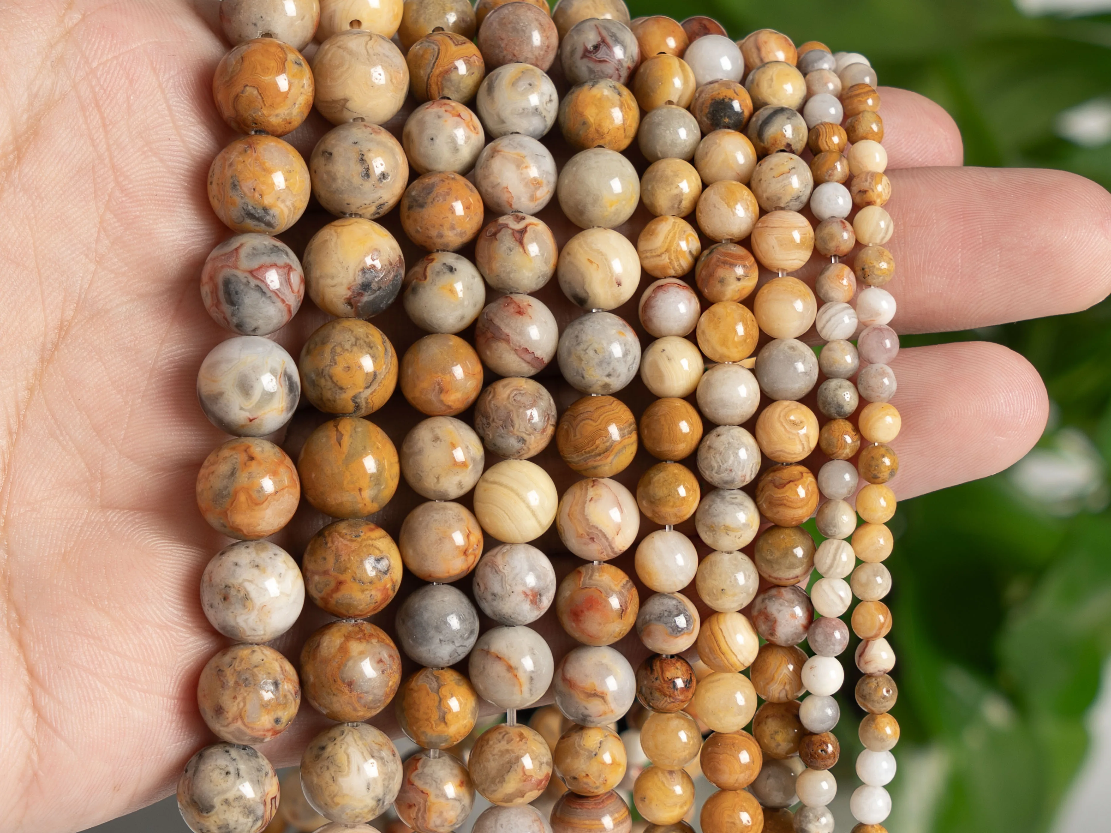 Genuine Natural Orange Cream Crazy Lace Agate Beads Grade AAA Gemstone Round Loose Beads 4/6/8/10/12mm for Jewelry Making