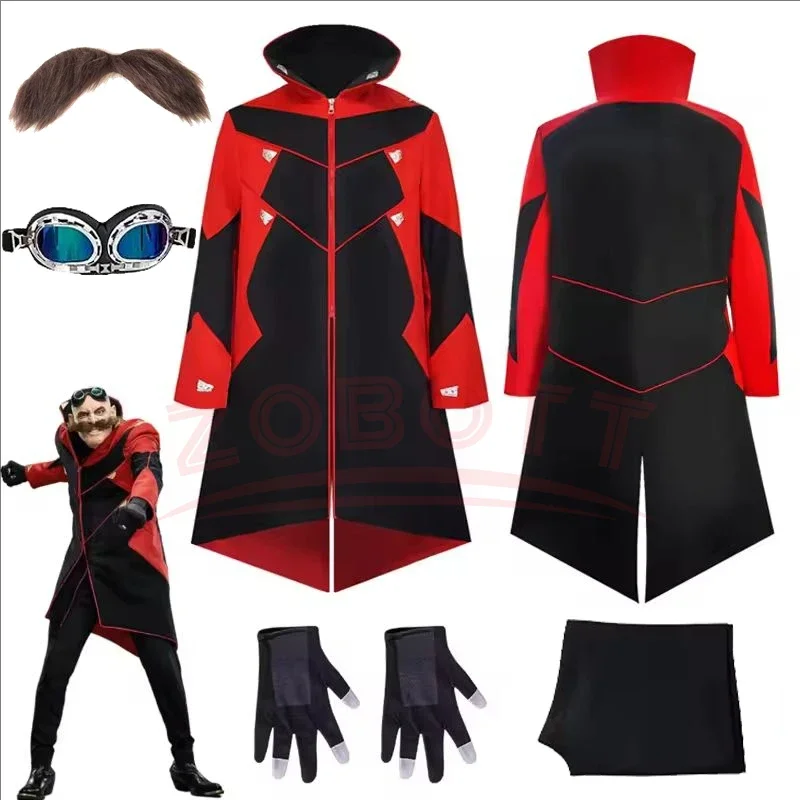

Dr Eggman Cosplay Costume Anime Hedgehog 2 Ivo Robotnik Halloween For Men Clothes Coat Glasses Full Set Carnival Suit Uniforms