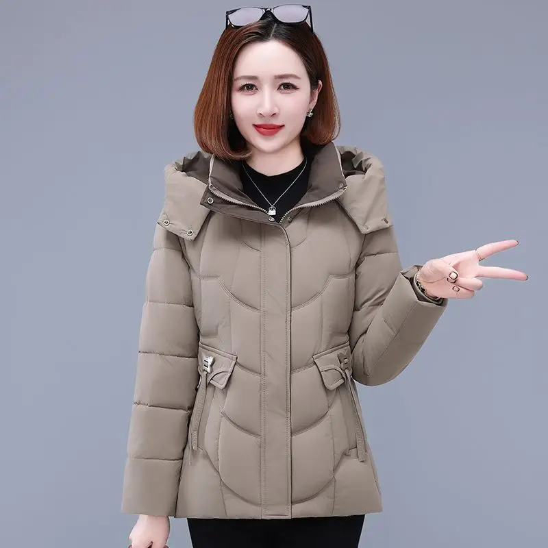 

Fashionable Plus Size Womens New Style Down Cotton Coat 200lbs Slim Fit Warm Winter Jacket for Middle Aged Girl