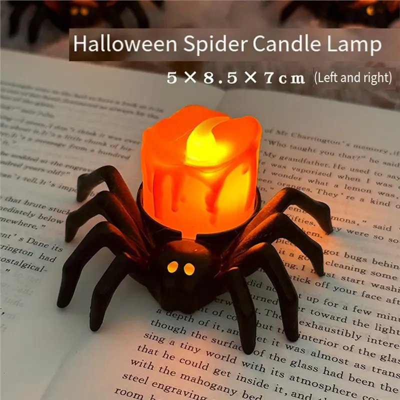 【سعر السعر!】3 قطع من أضواء الليل على شكل شمعة عنكبوت الهالوين، ديكورات حفلات الرعب للمنزل المسكون، مستلزمات الحفلات المخيفة والإكسسوارات #5