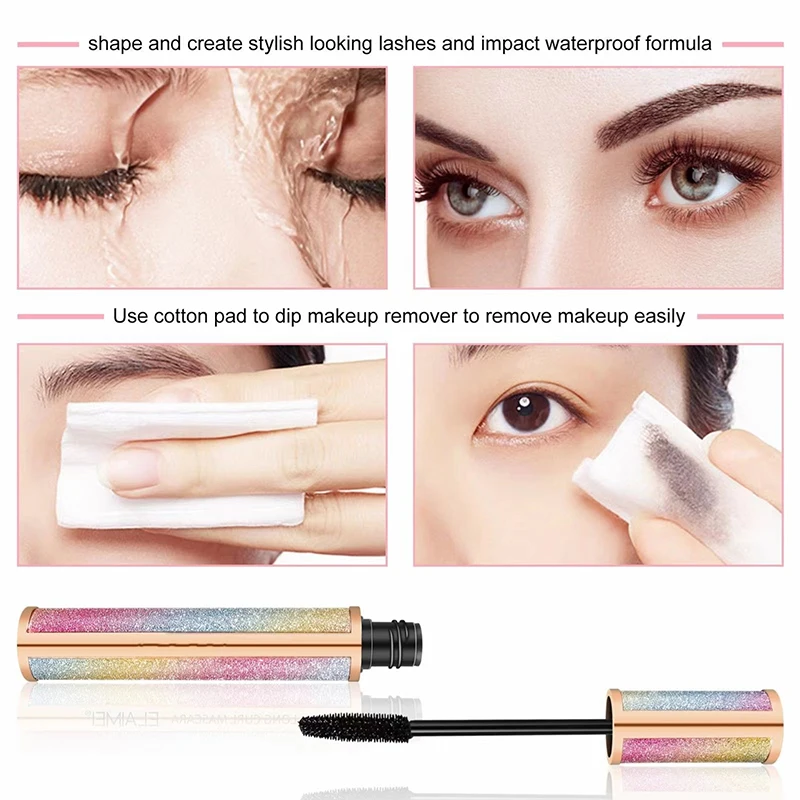 4d Seidenfaser-Mascara, wasserdicht und leicht zu trocknen, natürlich, weich, lange Wimpern-Make-up-Mascara, schwarze dicke Wimpernkosmetik