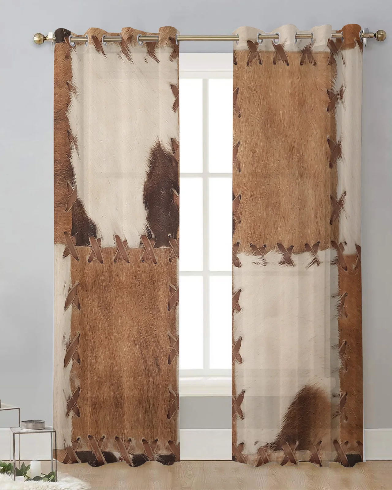 Articulated Texture Cowhide Texture Sheer Curtains For Living Room Modern Fashion Valance Curtains For Kitchen Tulle Curtains