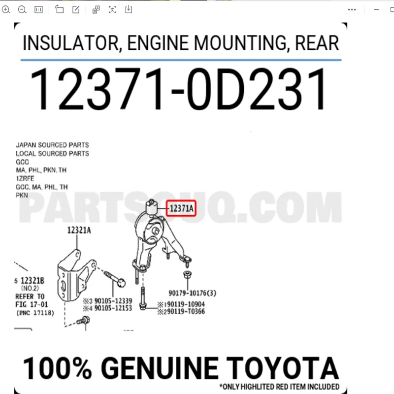 12371-0D231 Rear Engine Mounting Fit For Toyota Altis Corolla 1ZZ 3ZZ 123710D231 12371 0D231