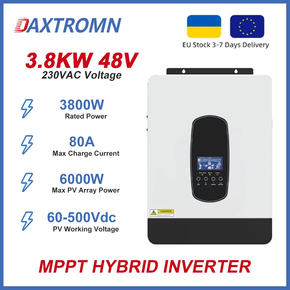 

Daxtromn 3.8KW 3800W Hybrid Solar Inverter 48V 220VAC Pure Sine Wave Inverter MPPT Off Grid Solar Inverter Charger
