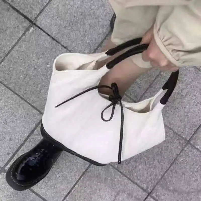 

2026 Spring and Autumn Patchwork Canvas Commuter Women's Bag Fashionable and Versatile Single Shoulder Handbag