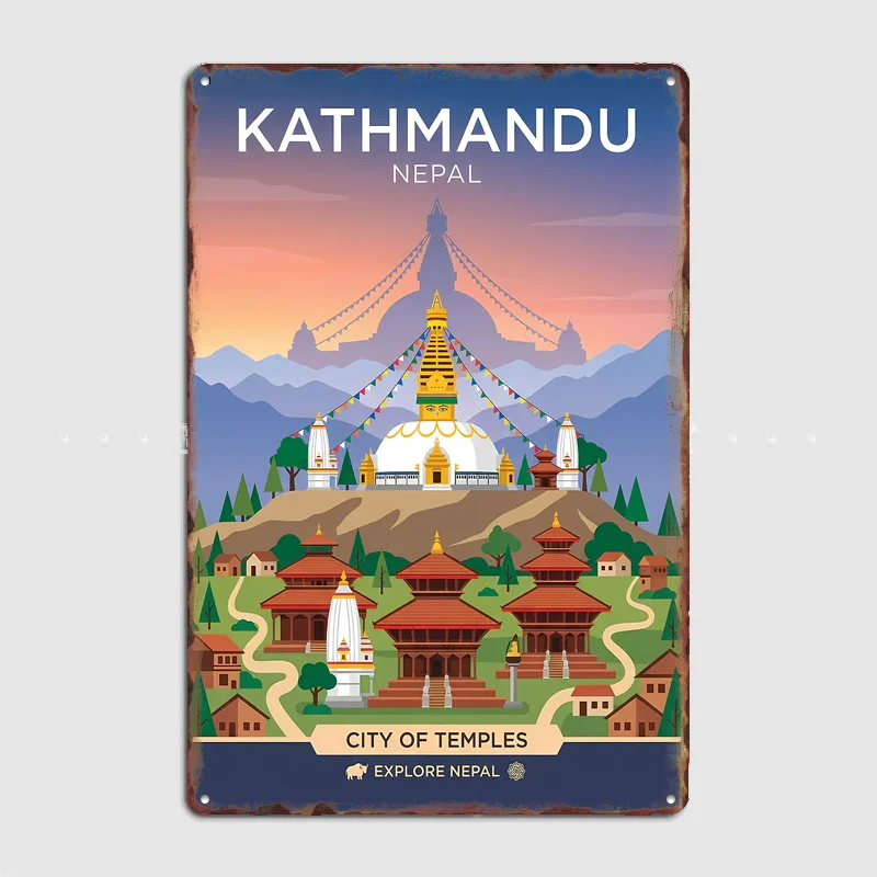 Home Decor Kathmandu - 카트만두 사원 도시 여행 풍경 포스터