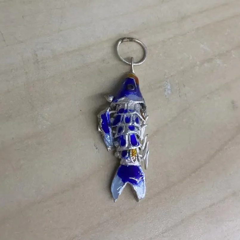 10 Pcs Cloisonne Blue Silver Fish Pendants DIY Earrings Necklace Jewelry Making Charms Handmade Enamel Animal Goldfish Charms