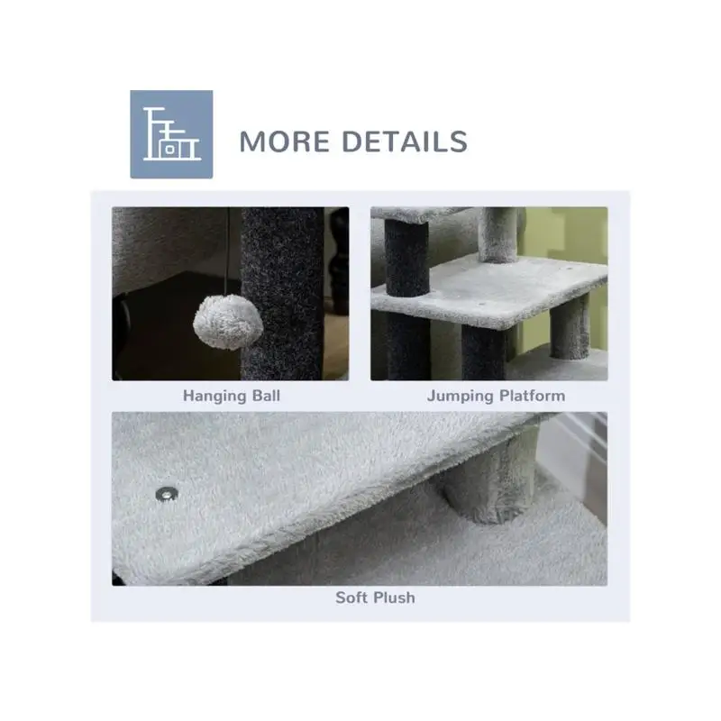 شجرة قطط قوية بتصميم متعدد المستويات وأعمدة خدش للقطط الداخلية #2