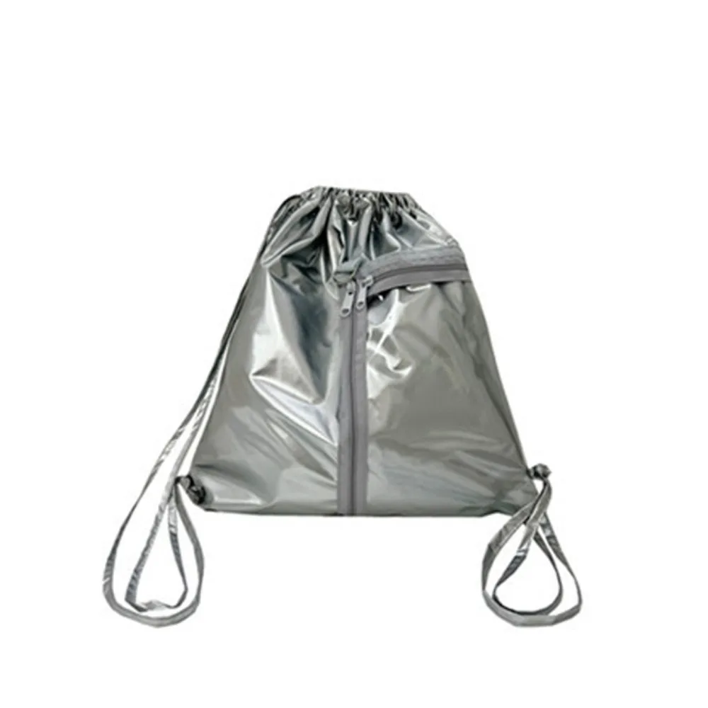 

Прозрачный карманный рюкзак на шнурке, большая вместимость, серебристый ПУ, корейский стиль, Itabag, модный дизайн, ручная сумка, сумка на плечо