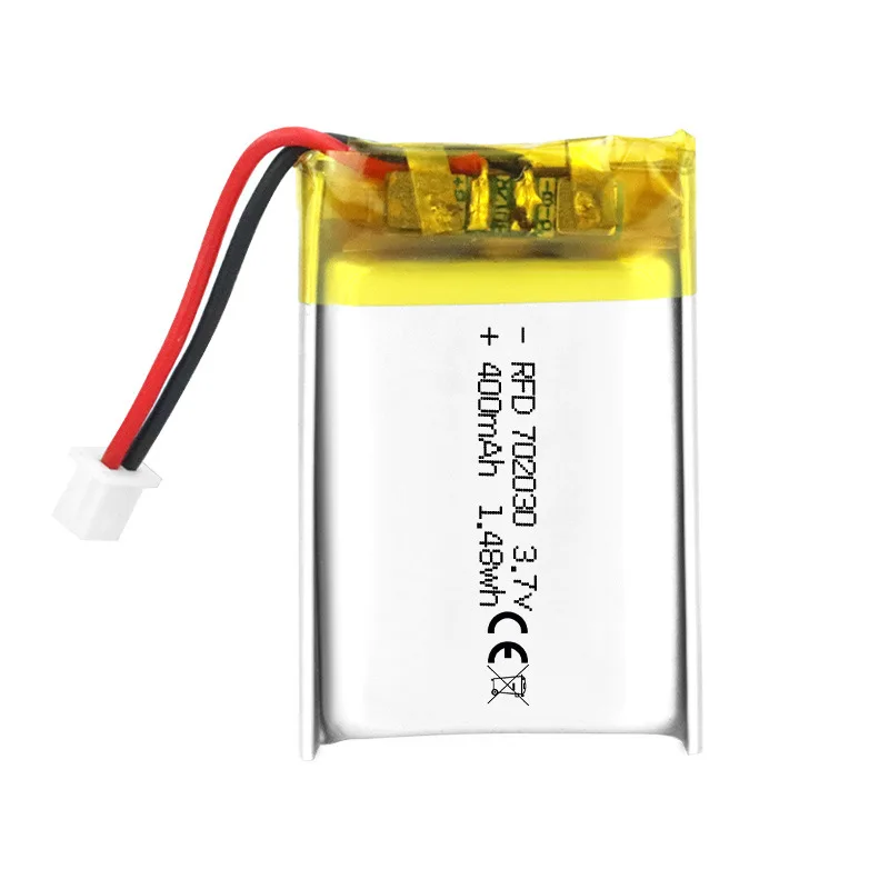 100pcs 702030 3.7V  400mAh Rechargeable Battery for Toys DIY MP3 GPS PSP DVR Remote Control Drone Beauty Instrument