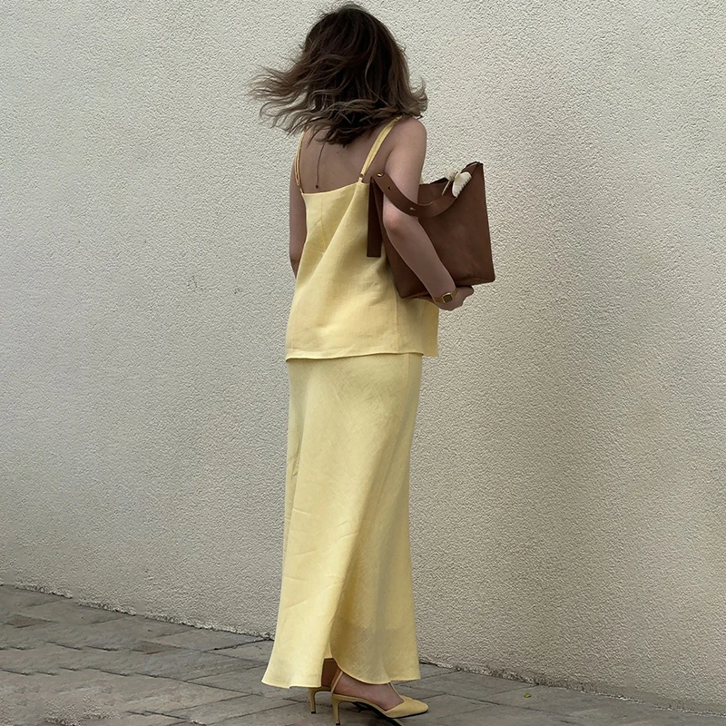 Tornova القطن الحمالة تنورة المرأة دعوى عادية فضفاض مثير حبال الأعلى الصلبة تنورة طويلة 2026 الصيف عطلة جديدة 2 قطعة مجموعة #3