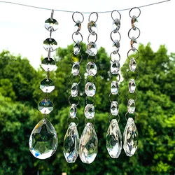 Lustre en chaîne de perles de cristal, 1 ou 5 pièces, guirlande suspendue, attrape-soleil, prismes en cristal, accessoires de décoration de mariage