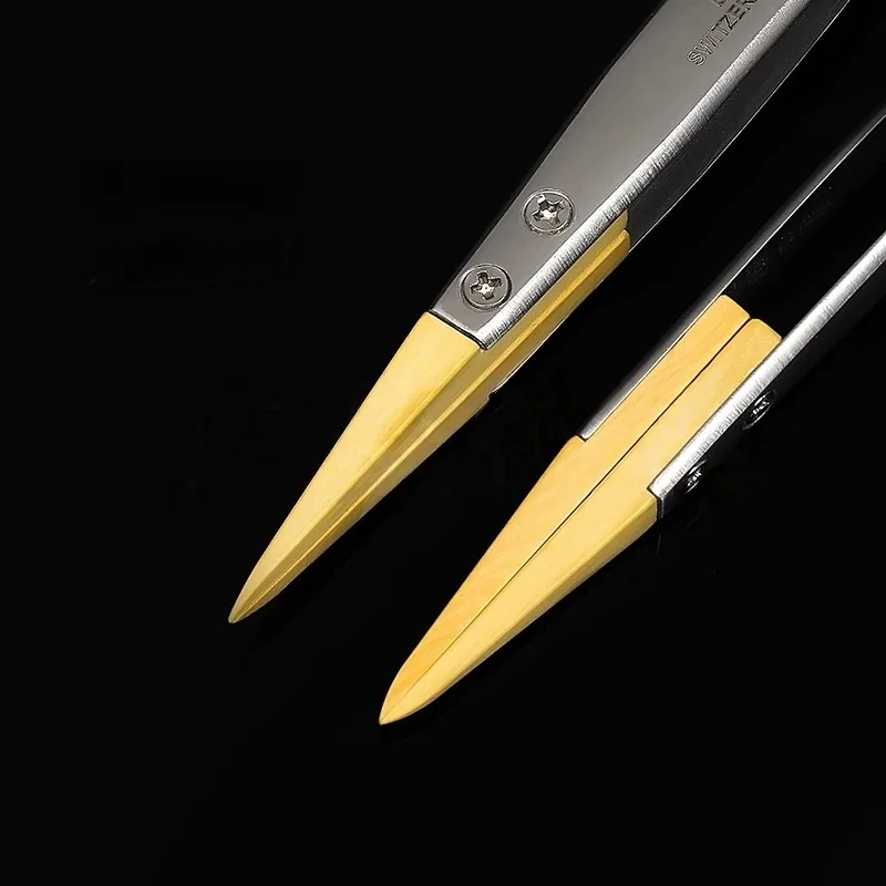 WatchmakingTools Pinzette a punta in legno di bosso Pinzette in legno lucidate a mano Pinzette antimagnetiche di precisione Non danneggiano le parti dell'orologio