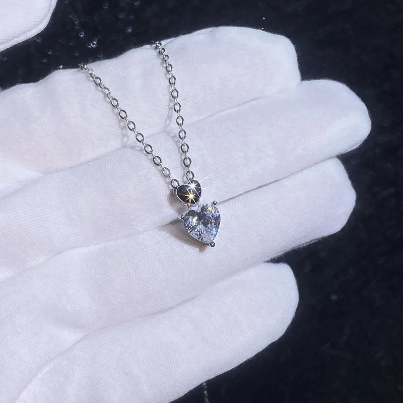 

2CT GRA Certified Heart Moissanite Necklace, S925 Sterling Silver Pendant, Elegant Gift for Women