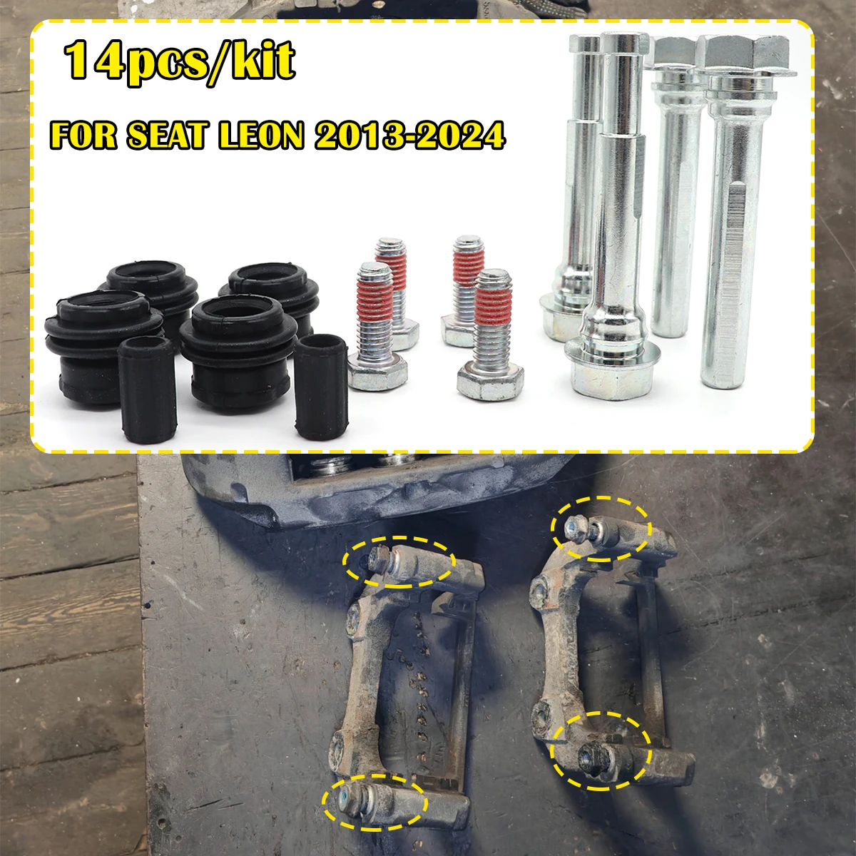 

Brake Caliper Cylinder Slider Guide Pin For Disc Housing Bolts Rubber Bushing Boot Seal FOR SEAT LEON 2013-2021 2022 2023 2024