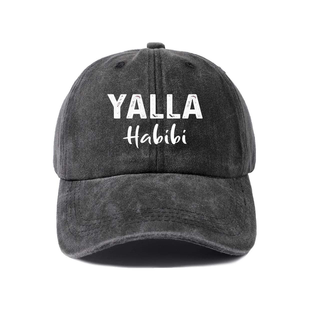 Retro Typography Graphic Baseball Cap, Vintage Washed Adjustable Unisex Dad Hat, Streetwear Gift