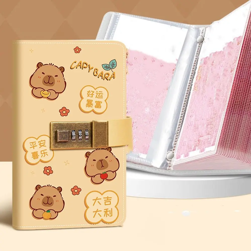 Capybara Panda 100 Envelopes Challenge Large Capacity Password Lock Savings Binder Waterproof Mini Binder Money Saving Challenge