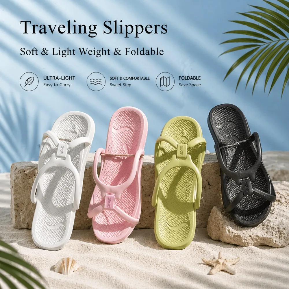 

Unisex Foldable EVA Flip Flops Non Slip Comfortable Portable Lightweight Travel Slippers for Hotel Bathroom Indoor