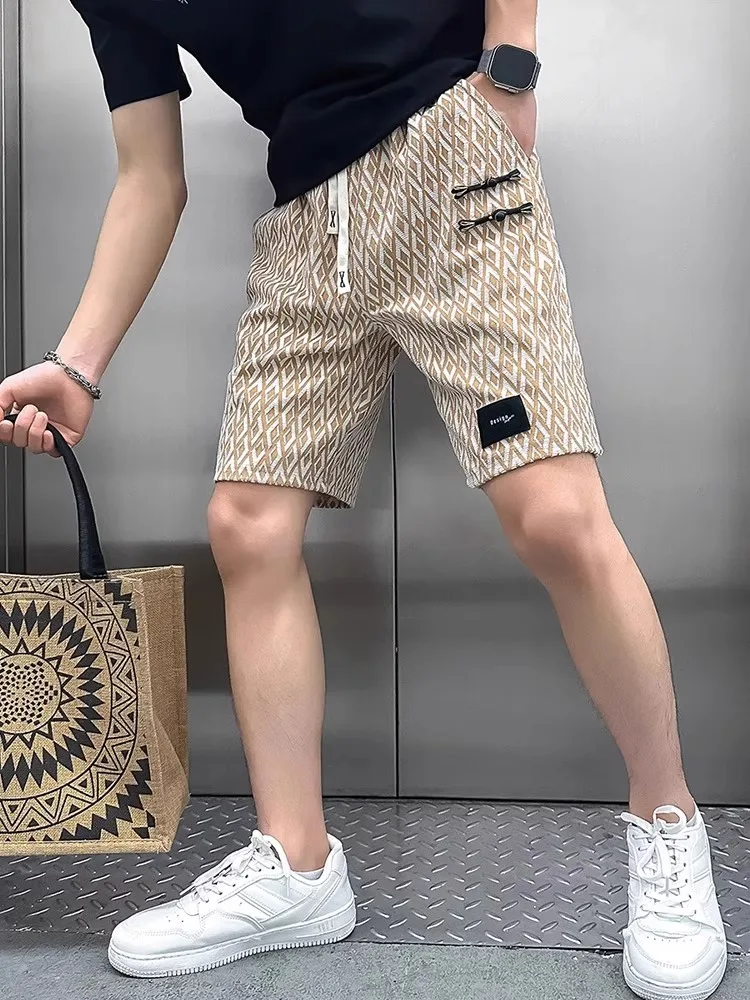 

Premium Plaid Men's Casual orts Five-Quarter Length Thin Summer Pants Straight Leg Breathable Comfortable Faionable Youthful