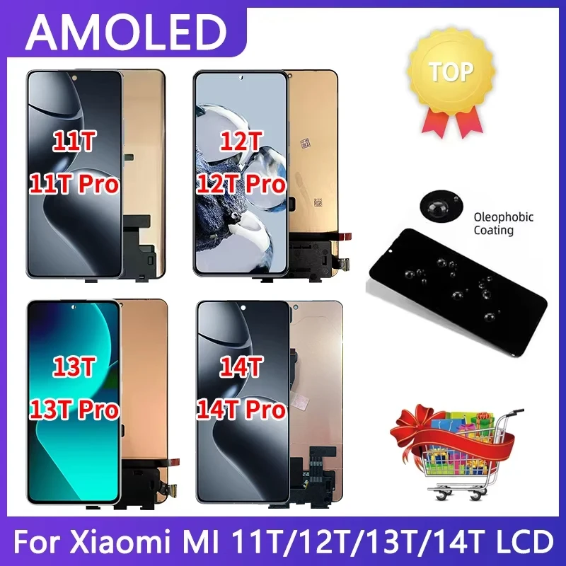 AMOLED New For Xiaomi Mi 11T 12T 13T 14T Pro 21081111RG 22071212AG 2306EPN60G LCD Touch Screen Digitizer Assembly