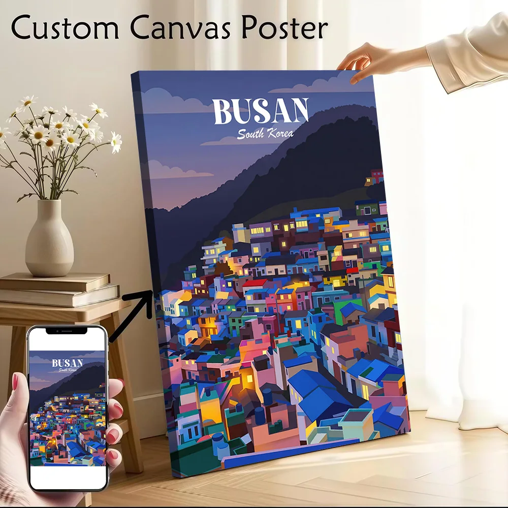 Busan South Korea Canvas Poster Wall Art Customizable High Quality Printed Picture for Bedroom Accessories Room Ornaments Mural
