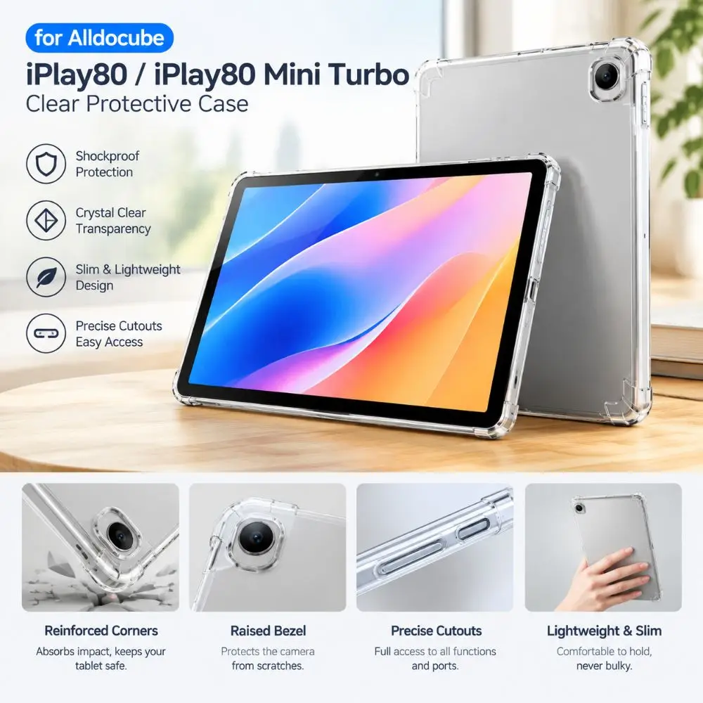 Shockproof Tablet Cover Thin Fit Four-Corner Airbag Protective Cover Drop Protection TPU Case for Alldocube iPlay80