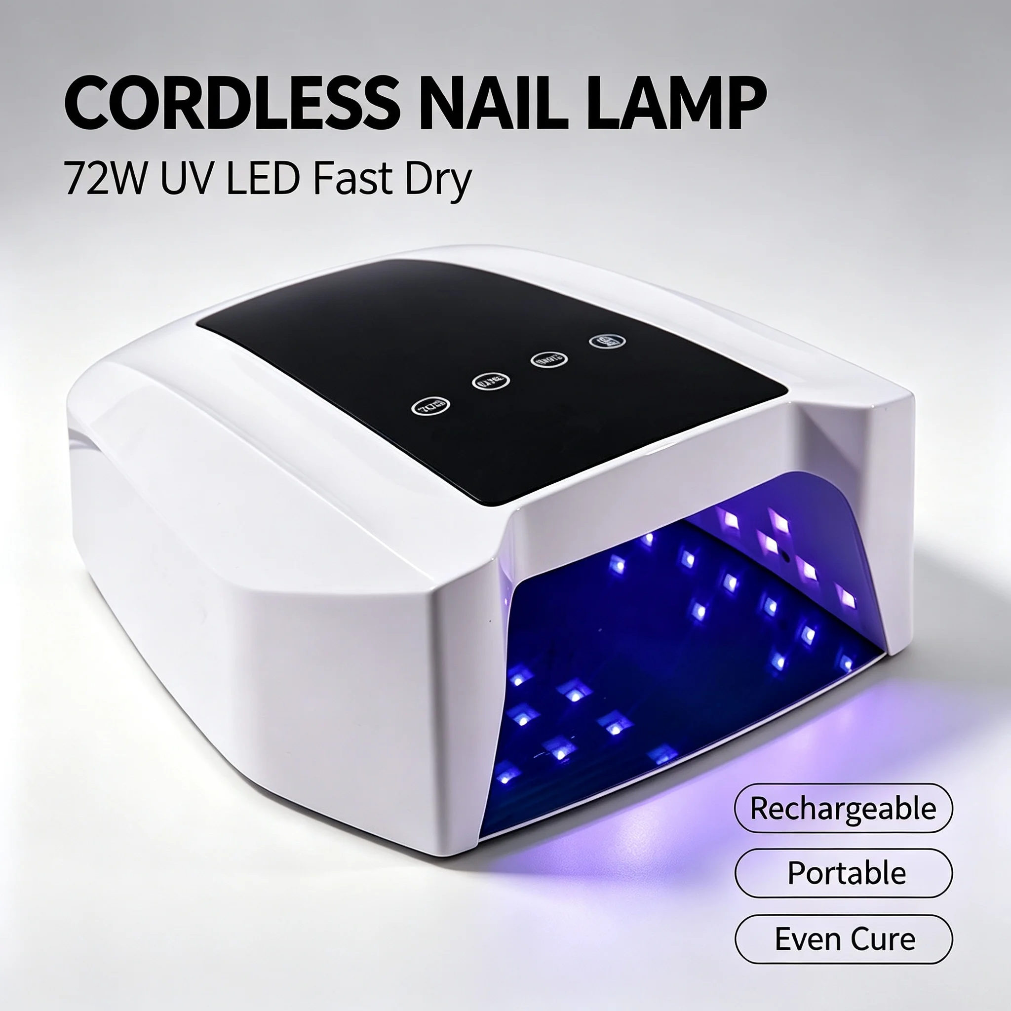 72W High Power Cordless UV LED Nail Lamp Portable Rechargeable Wireless Gel Polish Dryer Professional Manicure Salon Light