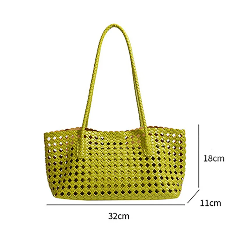 New Bohemian Weave Hollow Out Shoulder Bag for Women ,Summer Luxury Designer Vacation Basket Bag Females Beach Underarm Tote Bag