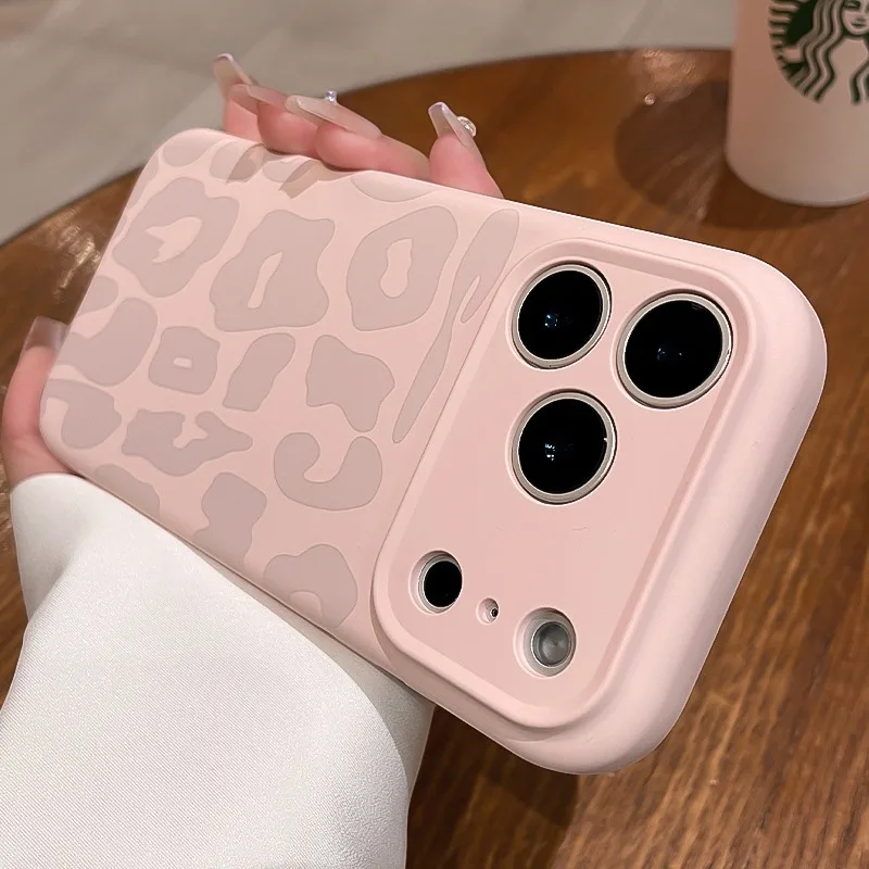 Modische Handyhüllen aus Flüssigsilikon mit Leopardenmuster für iPhone 17 16 12 Pro Max 14 15 Plus 17, staubdicht, weich, stoßfest. – Detail 2